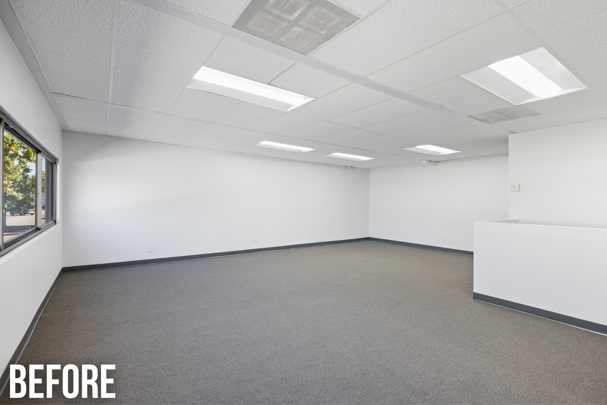 Square Foot Productions Virtual Remodel - real estate photo editing, before image of an empty office room