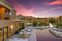 after image of a tan home in the desert with a virtual pool
