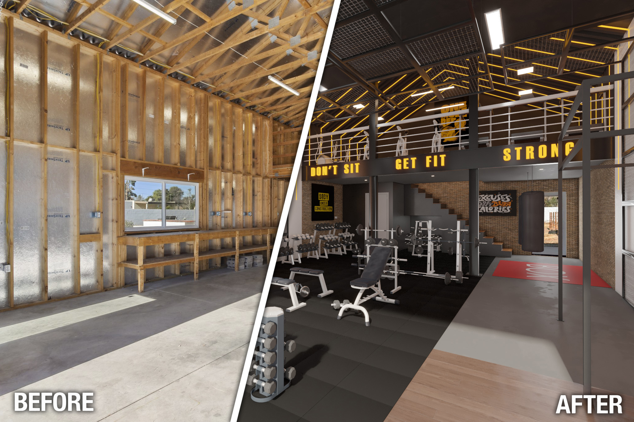 Virtual Remodeling, Before and After of a Gym