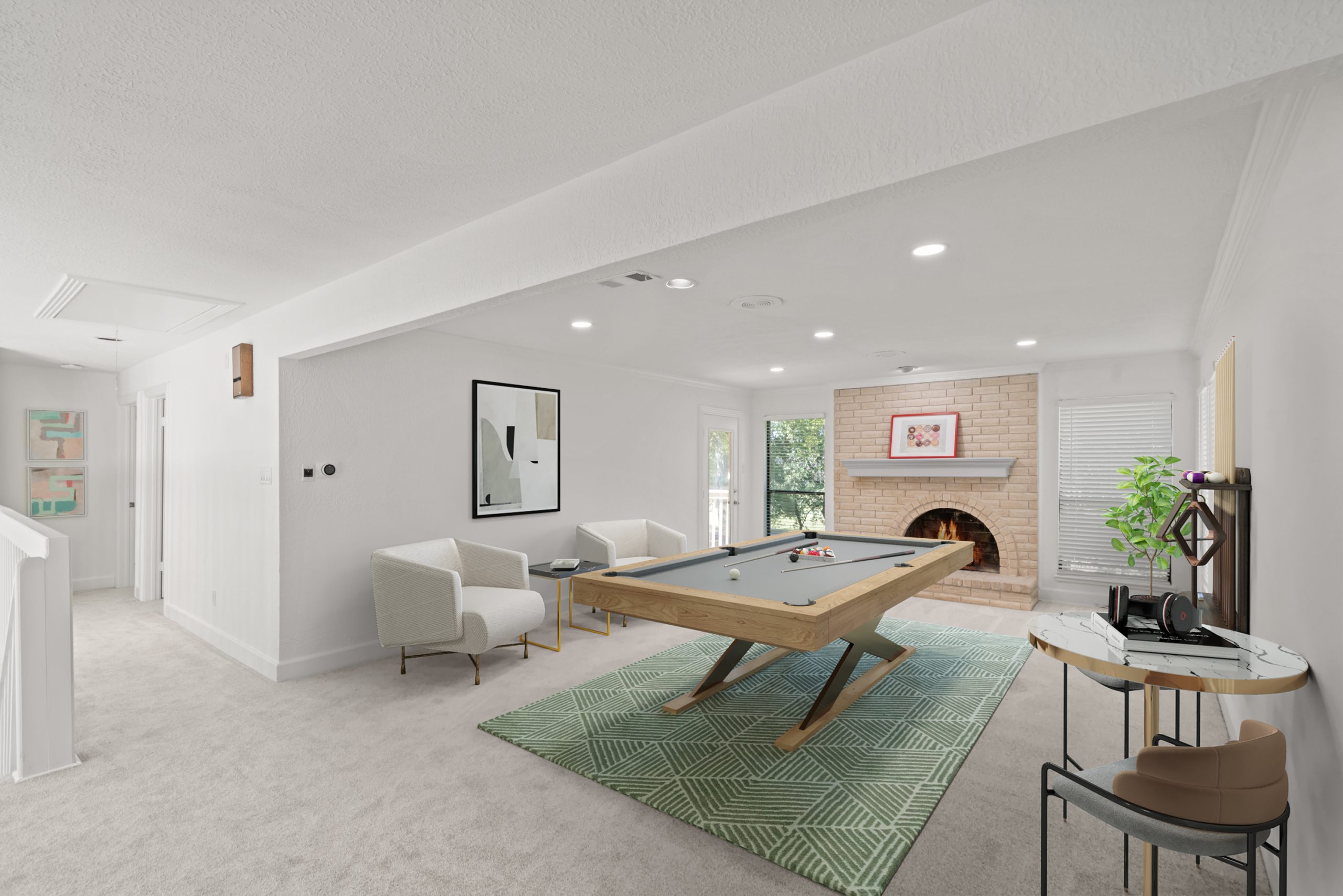Houston1 virtually staged game room in Houston with pool table