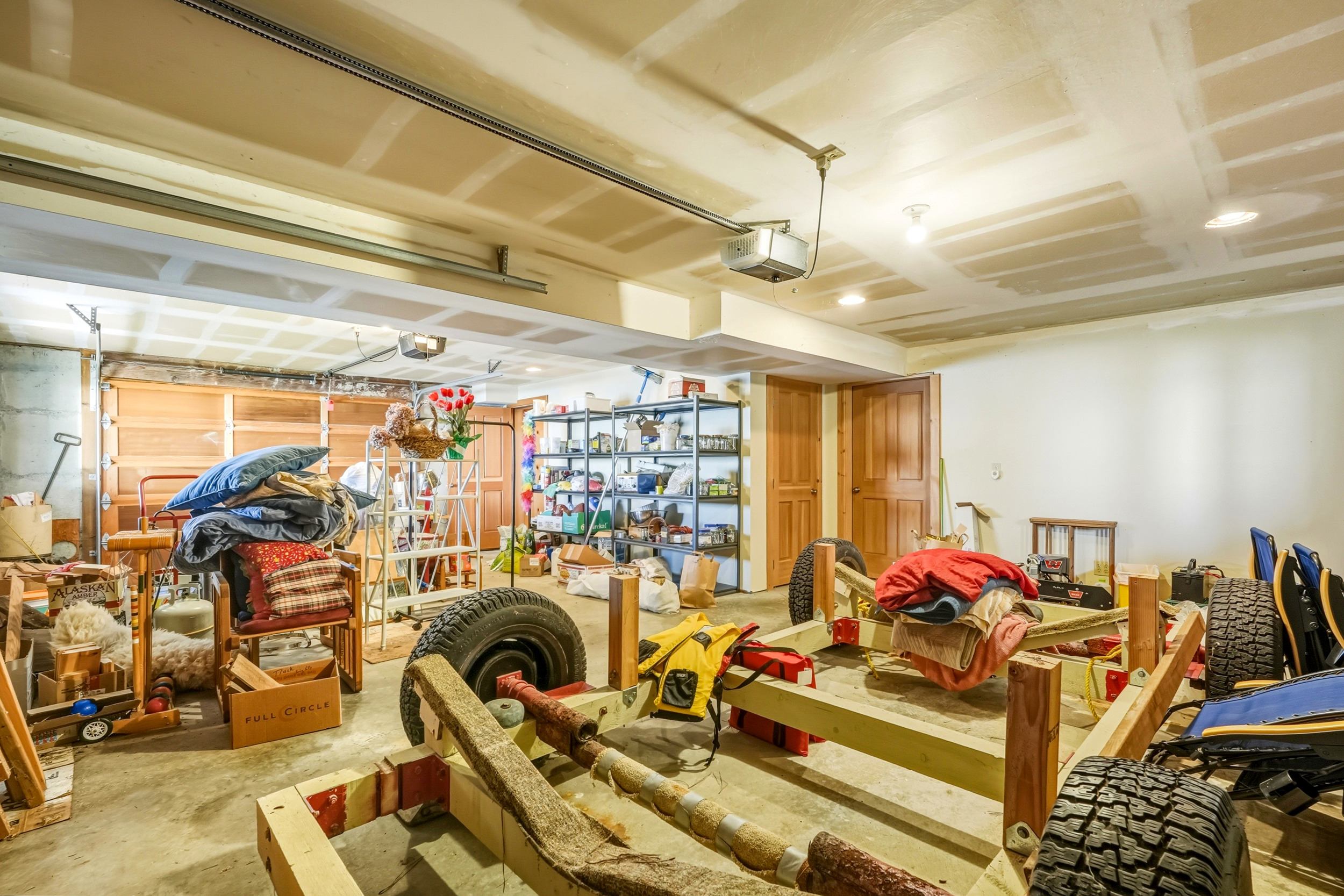 Before Virtual Decluttering and Staging, cluttered garage space