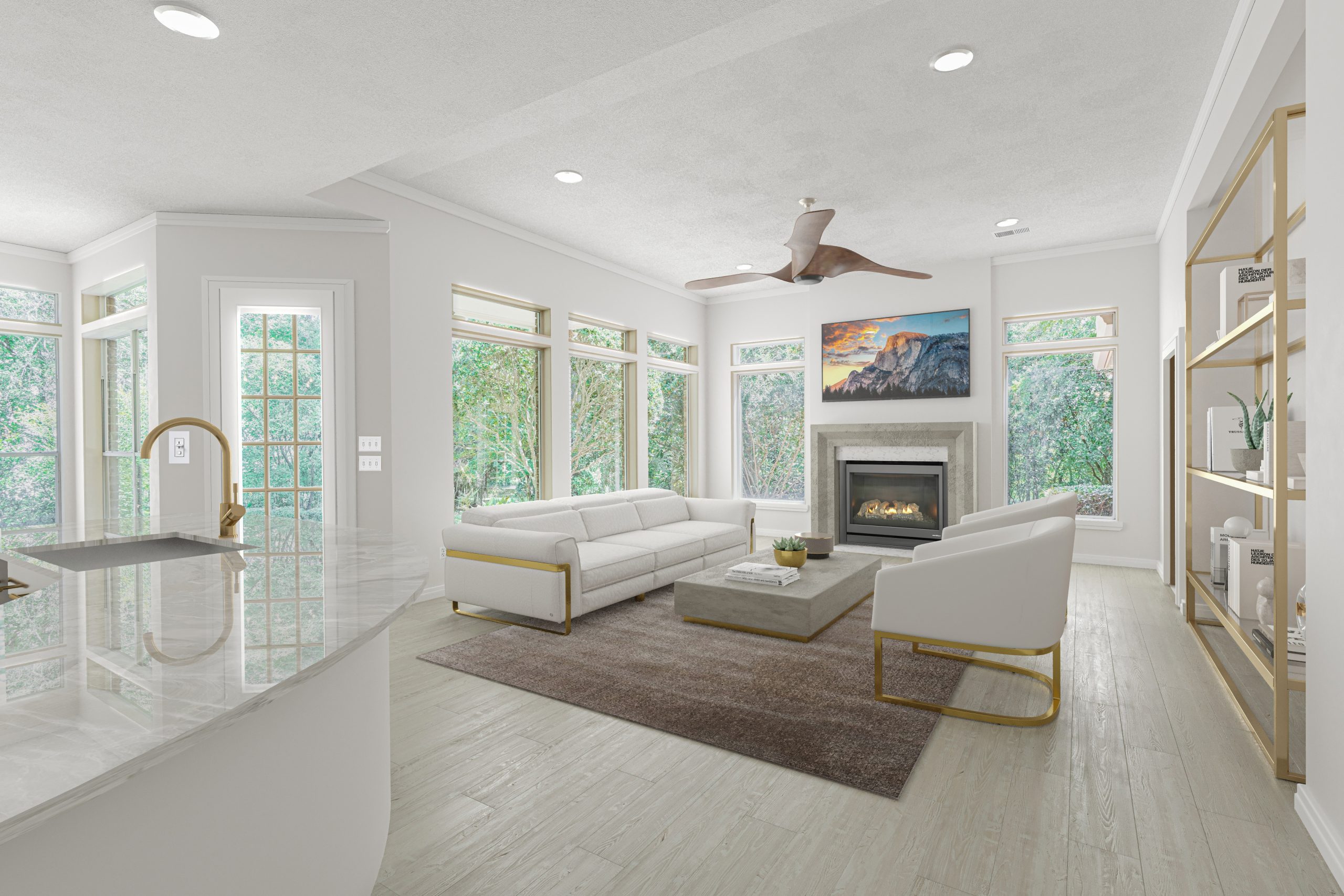 living room of a residential property after a virtual home renovation