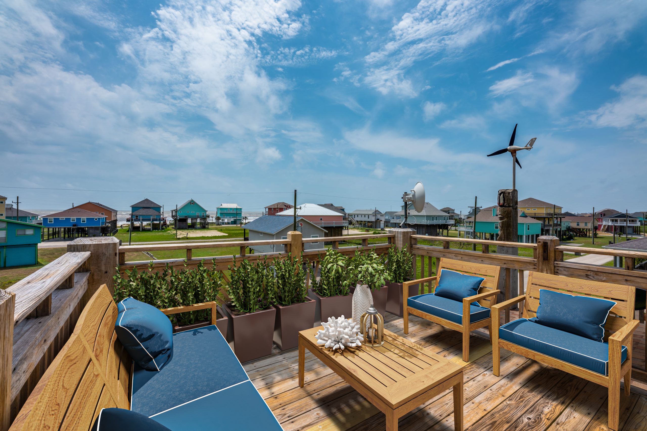 virtually staged outdoor patio of a coastal property