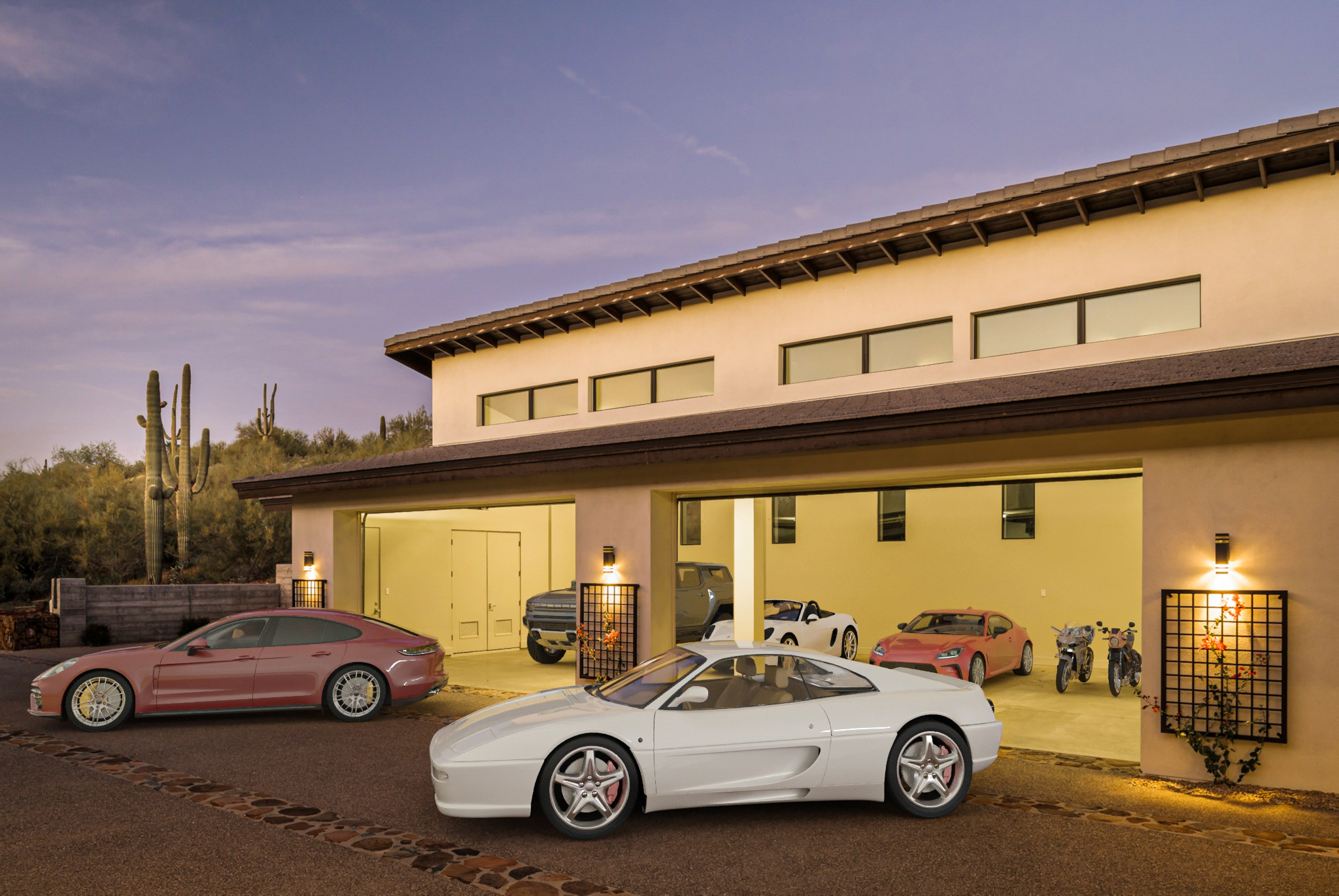 Square Foot Productions Virtual Staging, After image of a virtually staged garage with multiple vehicles