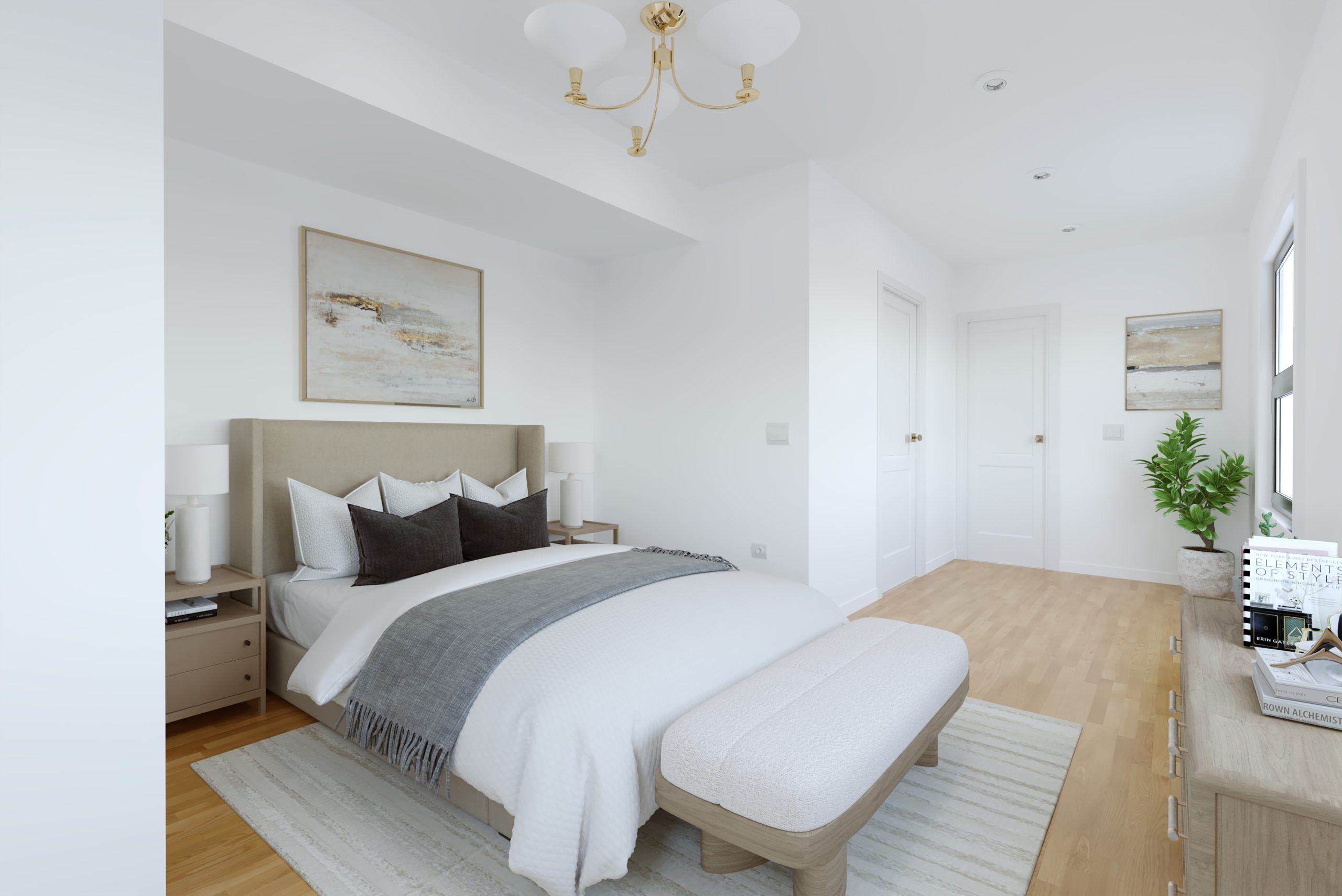 secondary bedroom after virtual remodel from unfinished space