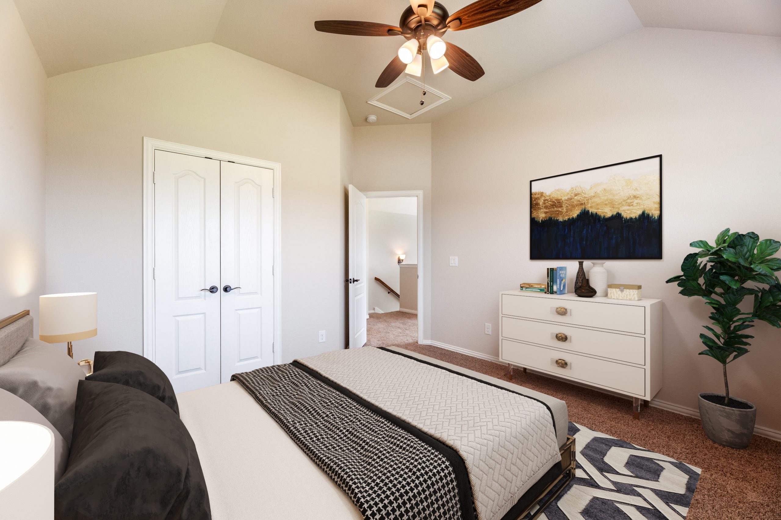 Contemporary style virtually staged secondary bedroom