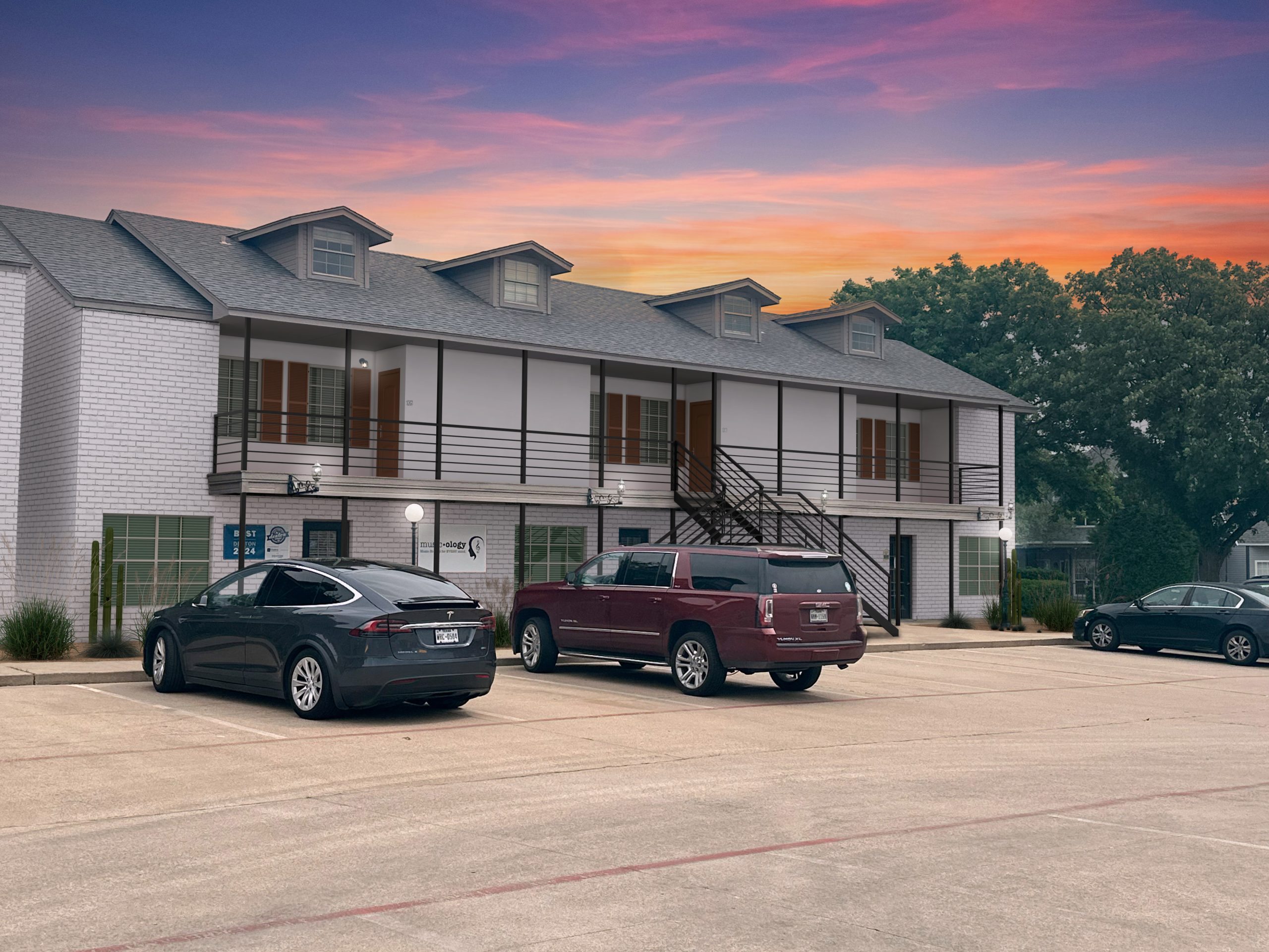 commercial property - after virtual remodel with virtual twilight sky