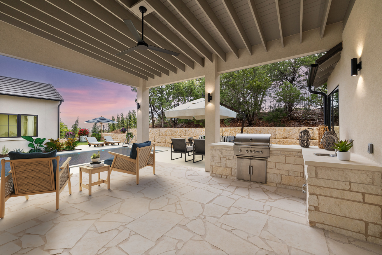 Outdoor patio, after image with virtual staging of patio furniture