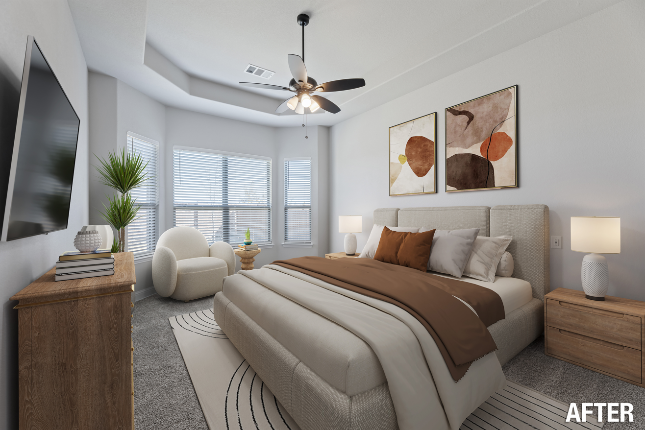 Cozy home staging - after image of virtually staged cozy bedroom