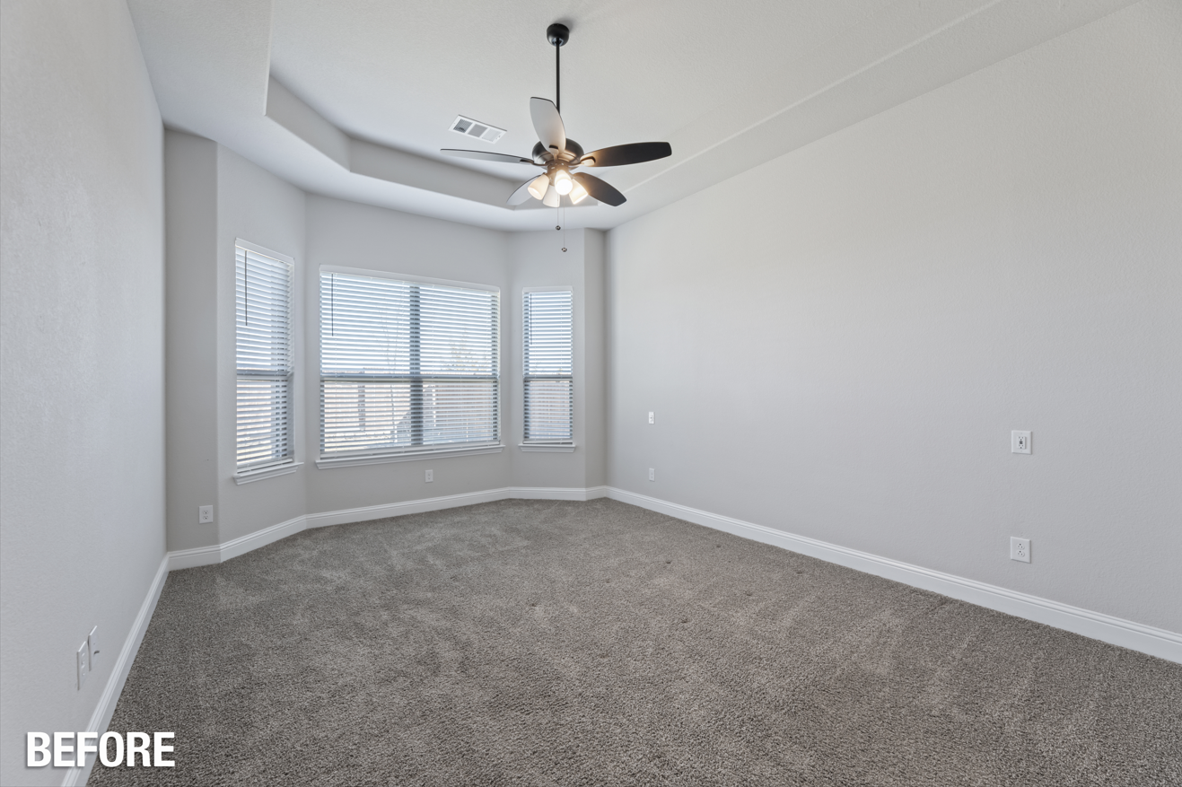 Cozy home staging - before image of vacant bedroom