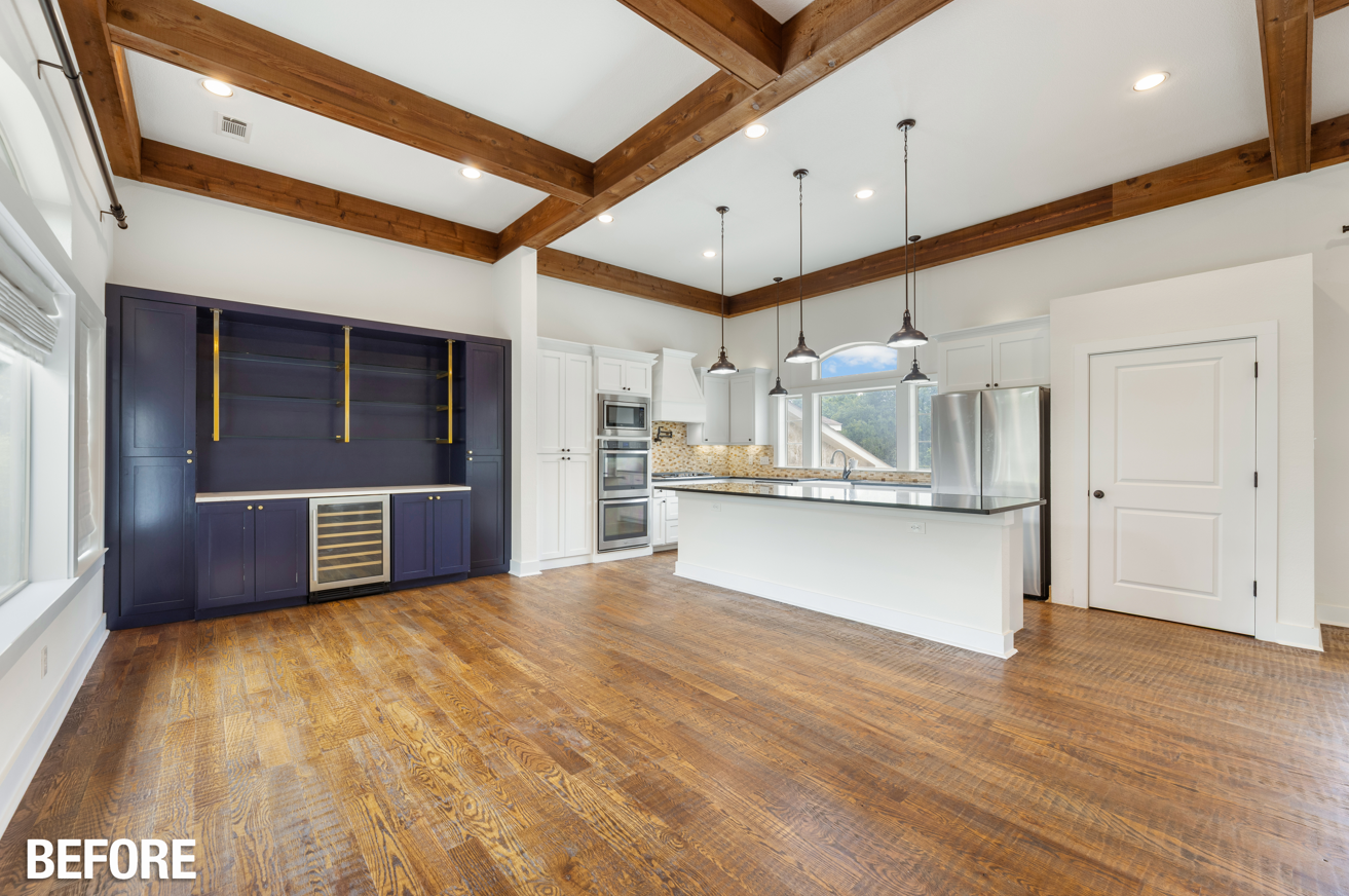 Before image - vacant kitchen and dining space
