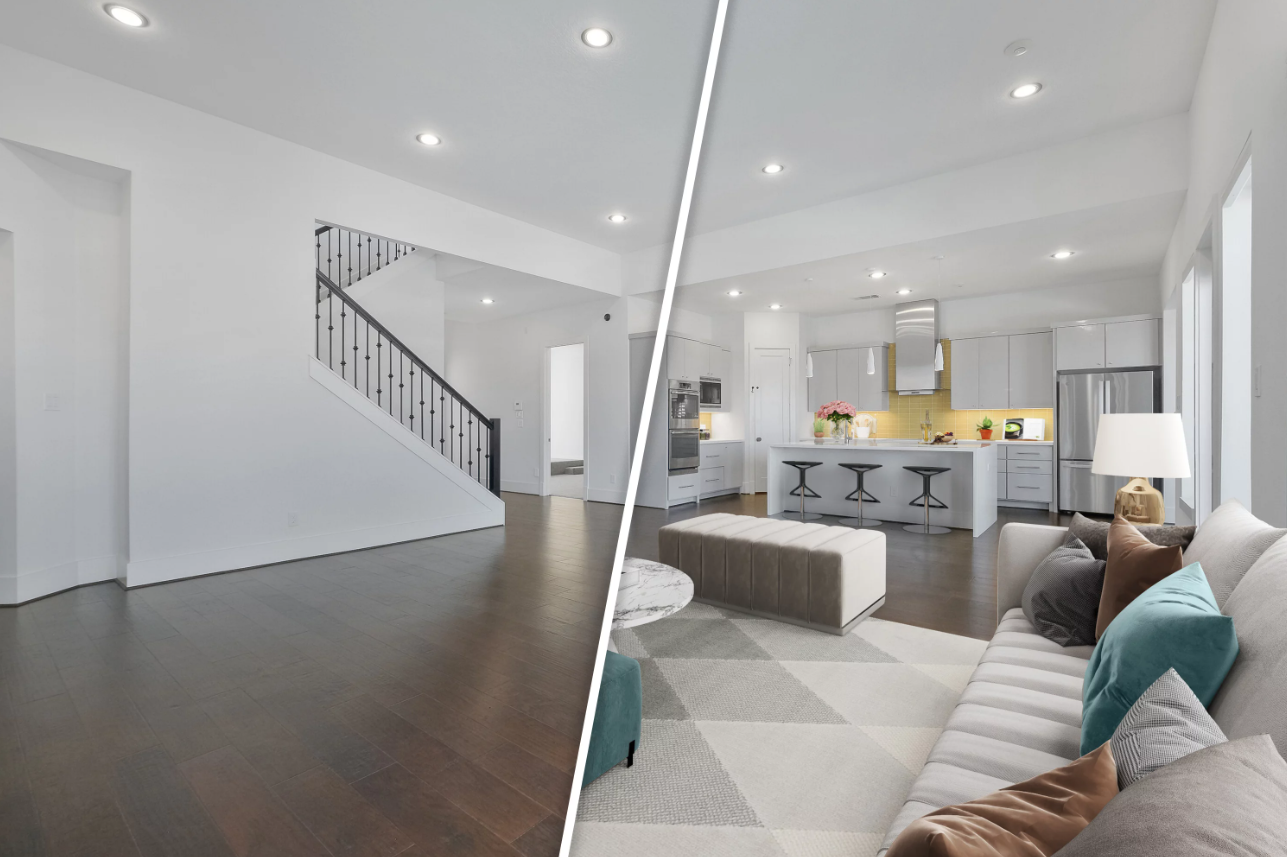 how much does virtual staging cost - before/after image