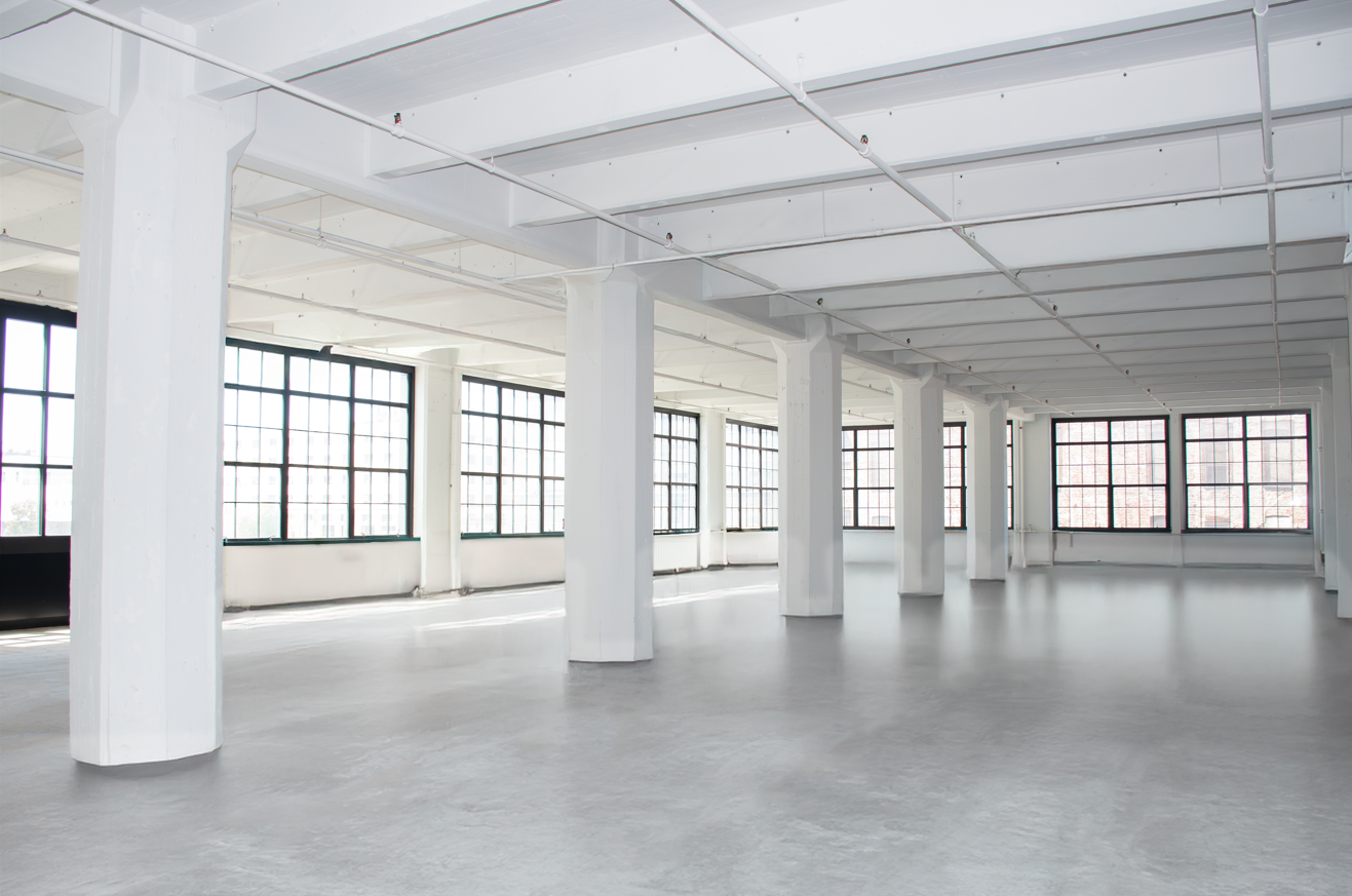 virtual staging for empty rooms; industrial space before staging