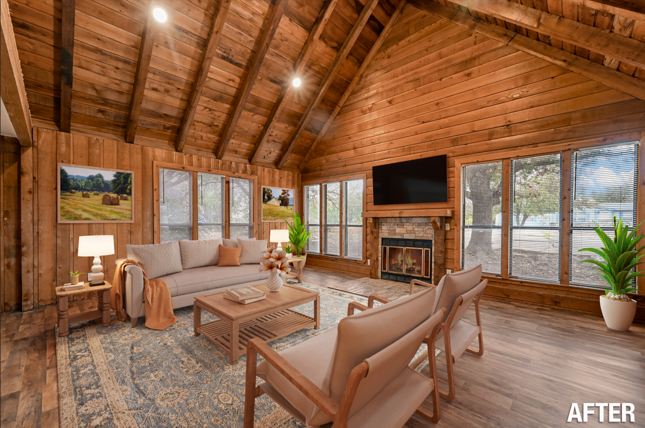 after image of virtually staged living room